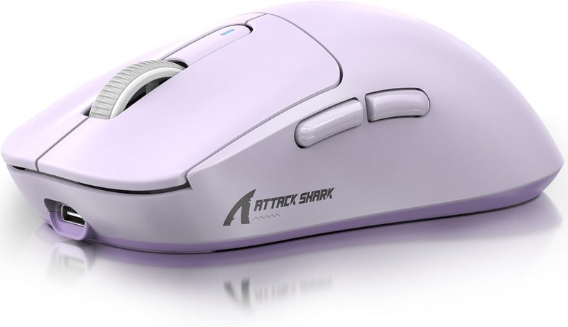 MANBASNAKE ATTACK SHARK X3 Wireless Gaming Mouse, 49g Ergonomic Computer Mouse, Triple Modes PAW3395 26K DPI Optical Sensor, 200h Battery Life, Programmable Buttons, Gaming Accessories for PC/Laptop/Mac (Purple) - Image 1